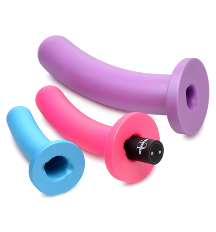 Triple Peg 28X Vibrating Silicone Dildo Set with Remote Control