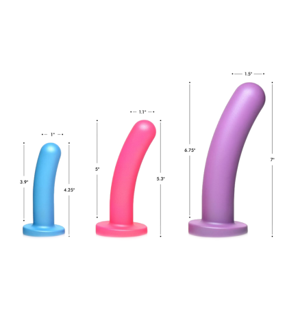 Triple Peg 28X Vibrating Silicone Dildo Set with Remote Control