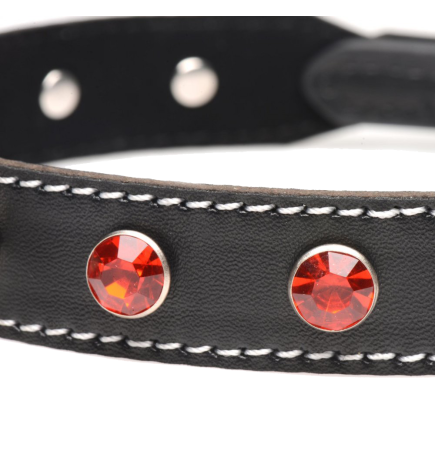 Rhinestone Choker with O-Ring - Red
