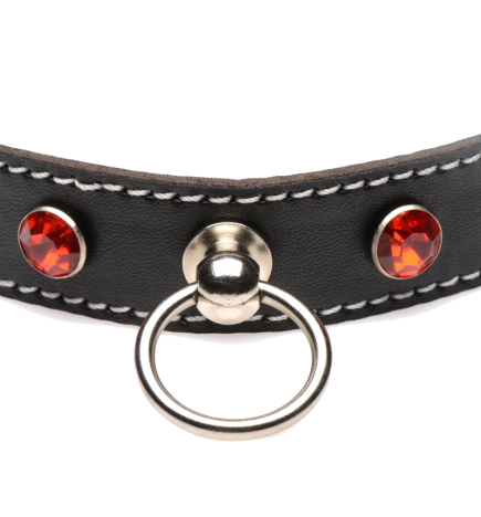 Rhinestone Choker with O-Ring - Red