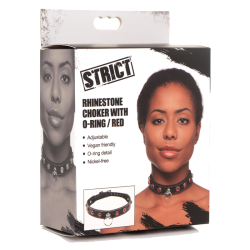 Rhinestone Choker with O-Ring - Red