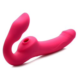 Licking and Vibrating Strapless Strap-On with Remote Control