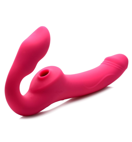 Licking and Vibrating Strapless Strap-On with Remote Control