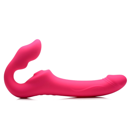 Licking and Vibrating Strapless Strap-On with Remote Control