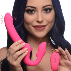 Licking and Vibrating Strapless Strap-On with Remote Control