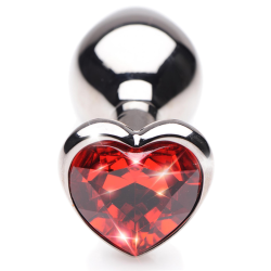 Ruby Red Heart Steel Butt Plug