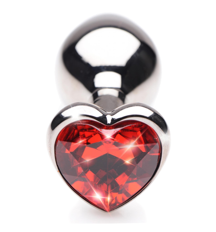 Ruby Red Heart Steel Butt Plug