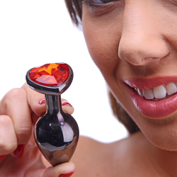 Ruby Red Heart Steel Butt Plug