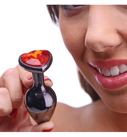 Ruby Red Heart Steel Butt Plug