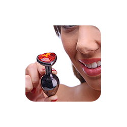 Ruby Red Heart Steel Butt Plug
