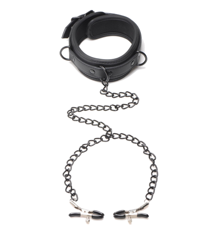 Collared Temptress Collar with Nipple Clamps