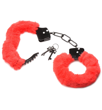 Cuffed In Fur Furry Handcuffs - Red