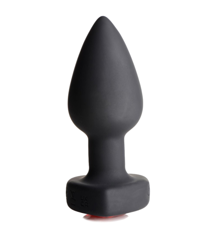 28X Vibrating Silicone Red Heart Anal Plug - Small