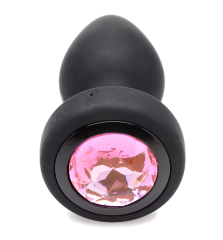 28X Vibrating Silicone Pink Gem Anal Plug - Small