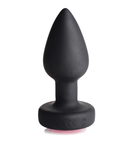 28X Vibrating Silicone Pink Gem Anal Plug - Small