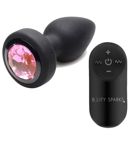 28X Vibrating Silicone Pink Gem Anal Plug - Small