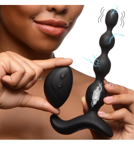 Shock-Beads 80X Vibrating & E-stim Silicone Anal Beads