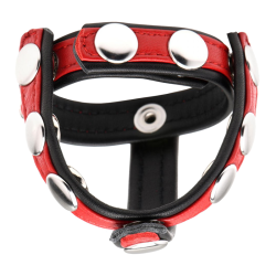 Leather Snap-On Cock Harness - Red