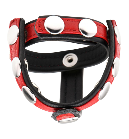 Leather Snap-On Cock Harness - Red