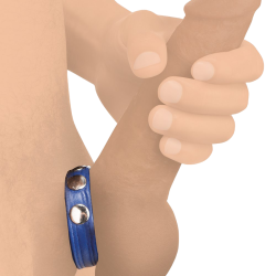 Leather Speed Snap Cock Ring - Blue