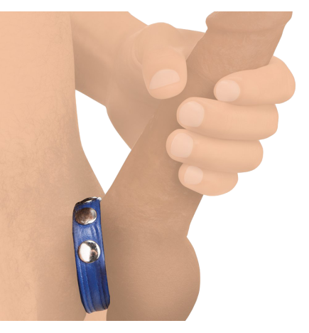 Leather Speed Snap Cock Ring - Blue