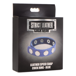 Leather Speed Snap Cock Ring - Blue