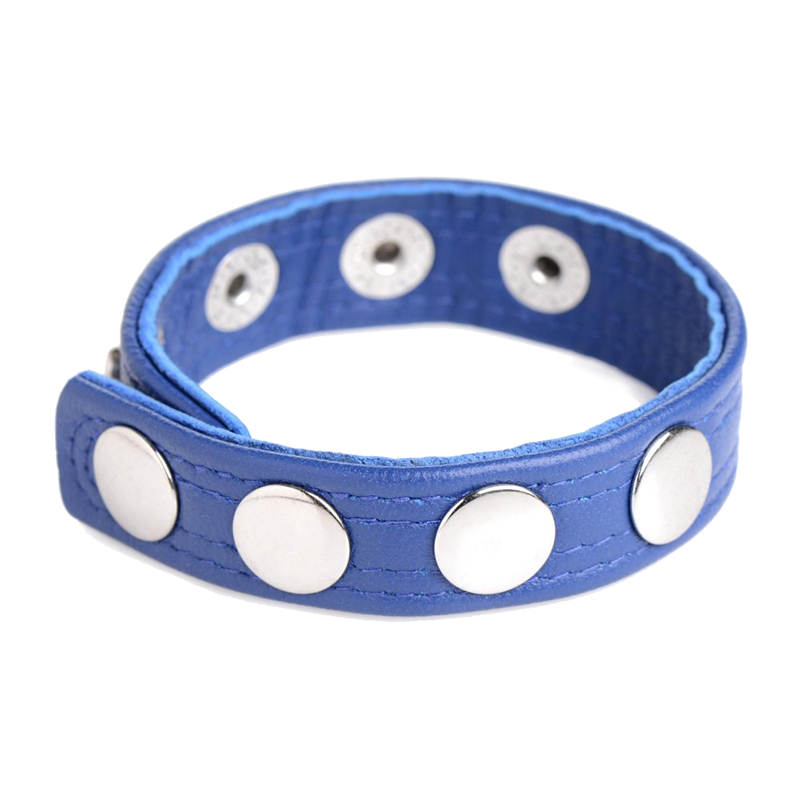 Leather Speed Snap Cock Ring - Blue