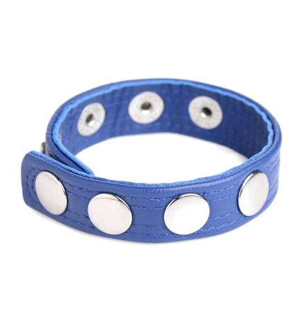 Leather Speed Snap Cock Ring - Blue
