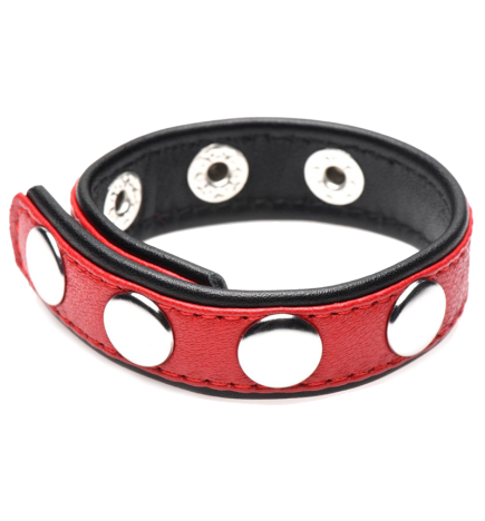Leather Speed Snap Cock Ring - Red