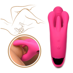 10X Triple Rabbit Silicone Vibrator - Pink