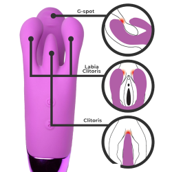 10X Triple Rabbit Silicone Vibrator - Purple