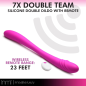 7X Double Team Silicone Double Dildo with Remote - Purple