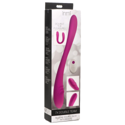 7X Double Team Silicone Double Dildo with Remote - Purple