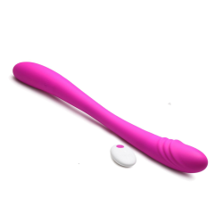 7X Double Team Silicone Double Dildo with Remote - Purple