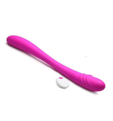 7X Double Team Silicone Double Dildo with Remote - Purple