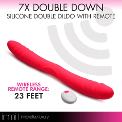 7X Double Down Silicone Double Dildo with Remote - Pink