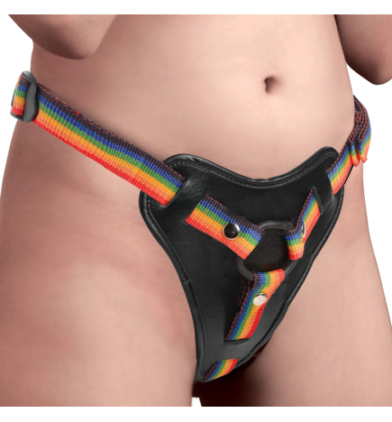 Rainbow Strap On Harness with Silicone O-Rings