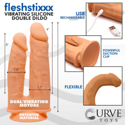 10X Silexpan Vibrating 6 and 7 Inch Double Dildo