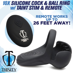 10X Vibrating Silicone Cock Ring with Taint Stim and Remote