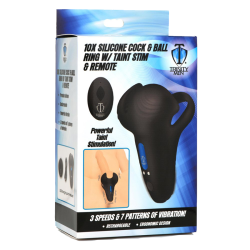 10X Vibrating Silicone Cock Ring with Taint Stim and Remote