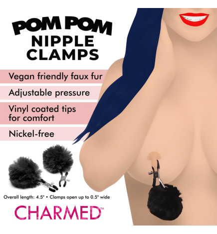 Pom Pom Nipple Clamps - Black