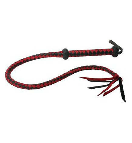 Premium Red & Black Leather Whip