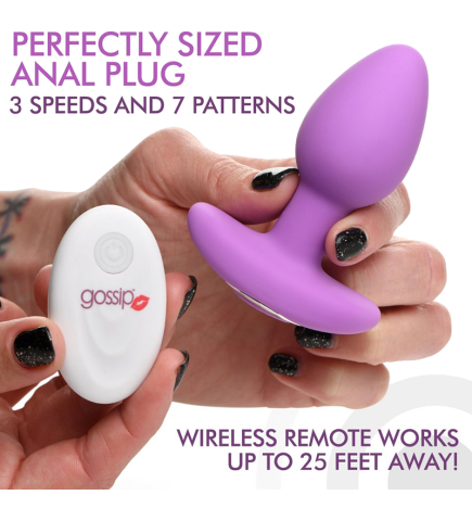 10X Pop Rocker Vibrating Silicone Plug with Remote - Violet