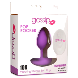 10X Pop Rocker Vibrating Silicone Plug with Remote - Violet