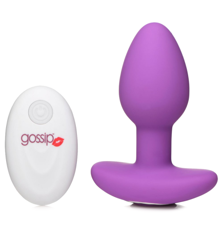 10X Pop Rocker Vibrating Silicone Plug with Remote - Violet