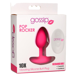 10X Pop Rocker Vibrating Silicone Plug with Remote - Magenta