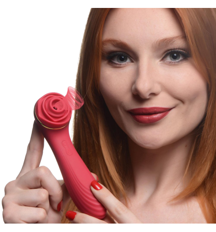 Passion Petals 10X Silicone Suction Rose Vibrator - Red