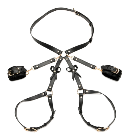 Black Bondage Thigh Harness with Bows