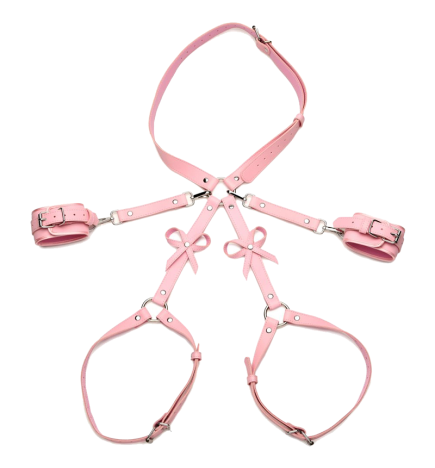 Pink Bondage Thigh Harness with Bows