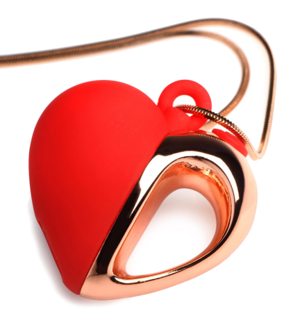 10X Vibrating Silicone Heart Necklace